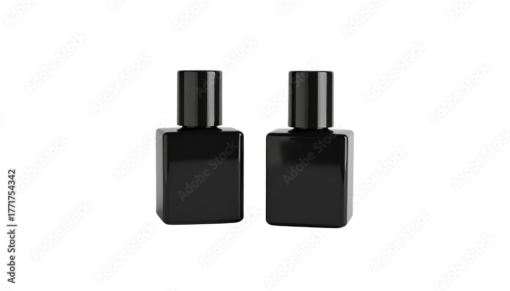 Obraz premium Modern square black nail polish bottle isolated on transparent background