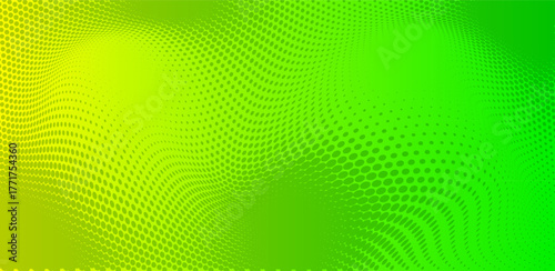 Colorful abstract pattern with dots and waves in green