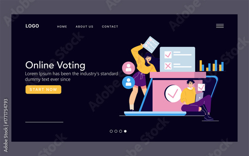 Online Voting Concept with People in Vector Illustration