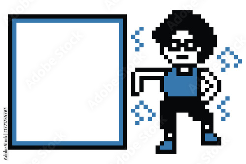 Cartoon pixel art character man exercises training dance lifestyle music decoration life style 8 bit male boy dance with music game 8bit fitness vector.