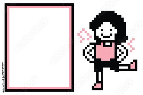 Cartoon pixel art character woman exercises training dance lifestyle music decoration life style 8 bit female girl dance with music game 8bit fitness vector.