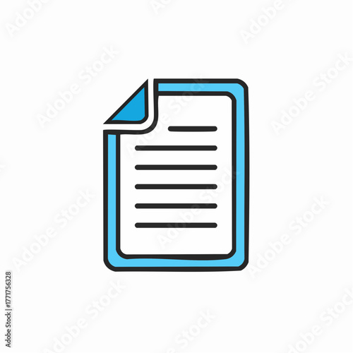 Document Icon A Simple, Modern Illustration of a Paper File for Websites and Apps