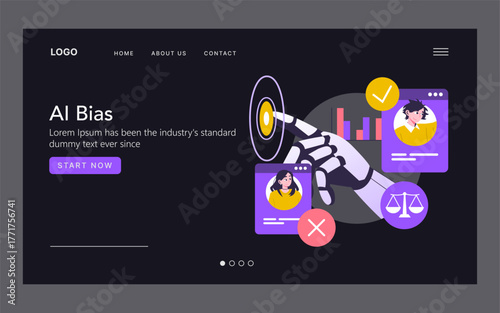 AI Bias Illustrated by Robot Hand Interacting with Profiles