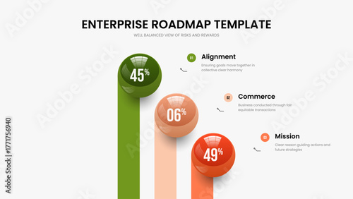 Service Overview Slide Design Vector Illustration. Sales Planning Three Element Chart Slideshow Template. Simple Innovation 3 Option Graph Presentation Layout.