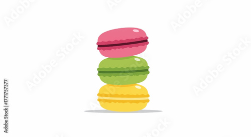 Enjoy colorful macarons stacked high for a sweet treat graphic, perfect for baking blogs, dessert shops, and food promotions craving a playful touch