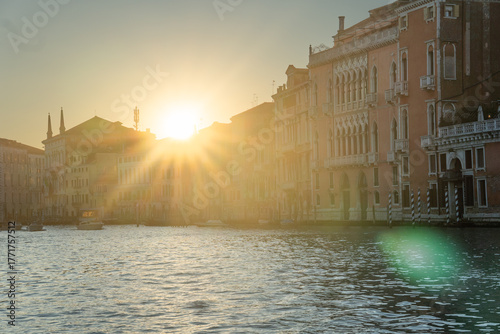 Venice at Sunset with Gondolas on the Grand Canal