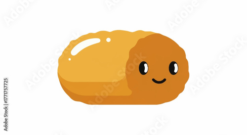 Adorable cartoon chicken nugget with happy face brings joy and fun to food marketing campaigns and kid friendly designs