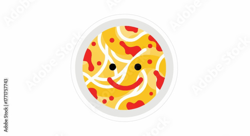 Delightful pizza face icon spreading joy and deliciousness, perfect for food blogs and restaurant branding