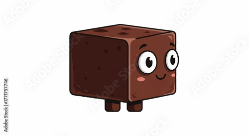 Adorable cartoon brownie character with happy expression, perfect for food branding, baking promotions, and sweet treats marketing campaigns.