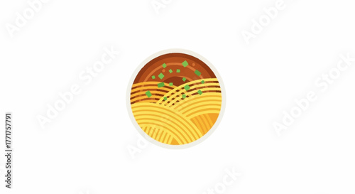 Delicious bowl of noodles, a modern flat design graphic perfect for food blogs, restaurant menus, and culinary projects