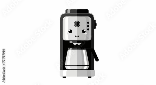 Charming cartoon coffee maker with a friendly face brings a smile to your morning routine, perfect for whimsical kitchen designs.