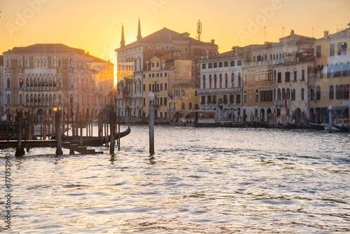 Venice at Sunset with Gondolas on the Grand Canal