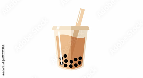 Vibrant bubble tea beverage with tapioca pearls and straw offers a refreshing and delightful treat for any occasion.