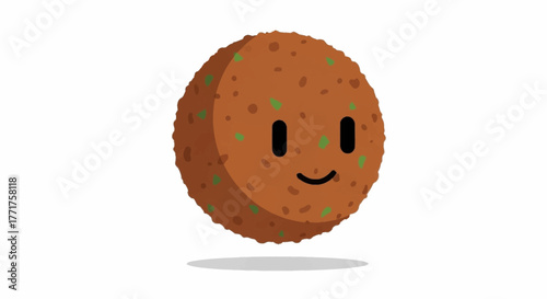 Adorable cartoon falafel character with a happy face, perfect for food branding and playful marketing campaigns