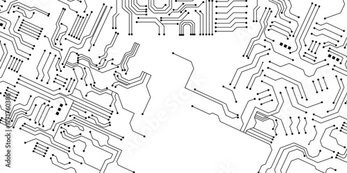 Electronic circuit board close up. Motherboard digital chip. High-tech technology background. 