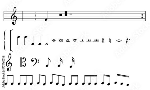 musical notes sheet collection symbols list