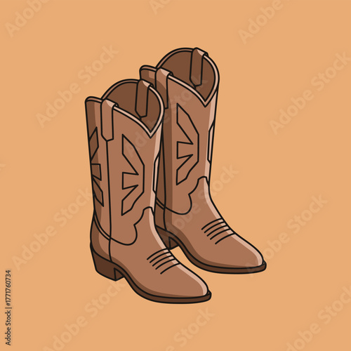 Classic Cowboy Boots Western Style Footwear Vector Illustration