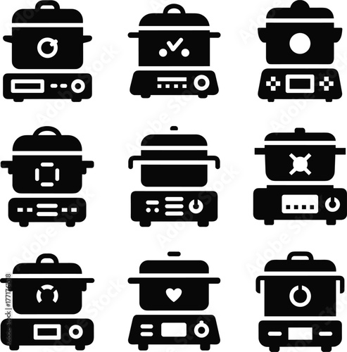 Slow Cooker and Multi- Cooker Icons multi-cooker rice cooker