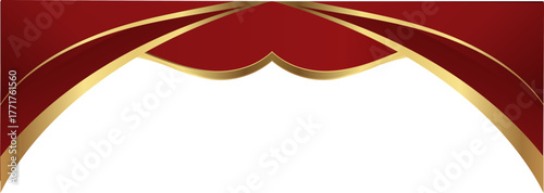 Luxury red and gold foil corner border with elegant metallic red gradient edge, featuring a gradient curve and ribbon accent for premium invitations, packaging, labels and graphic templates.