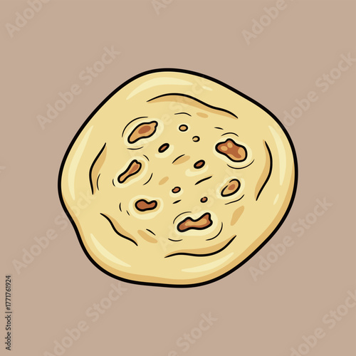 Indian Roti Flatbread Chapati or Paratha Food Vector Illustration