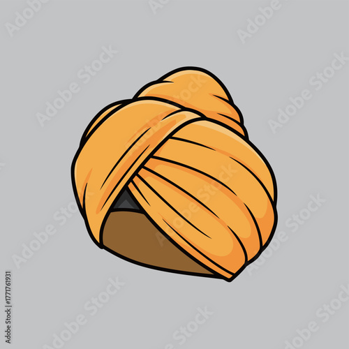 Traditional Indian Turban or Pagri Headwear Vector Illustration