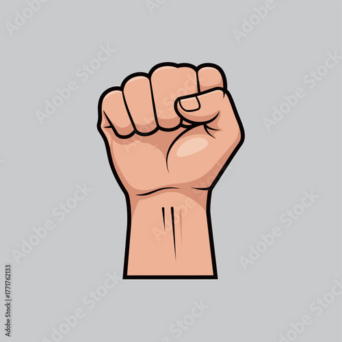 Raised Fist Sign of Protest Power and Solidarity Vector Illustration