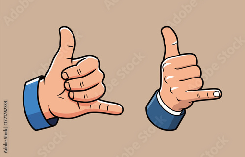 Shaka and Call Me Hand Gestures Vector Illustration