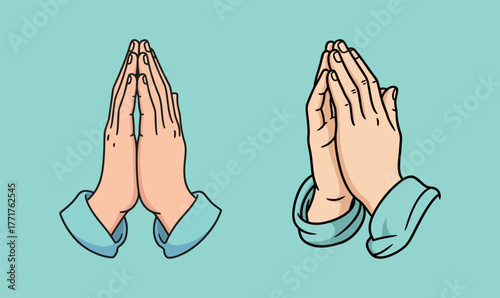 Hands in Prayer Position Namaste Gesture Vector Illustration