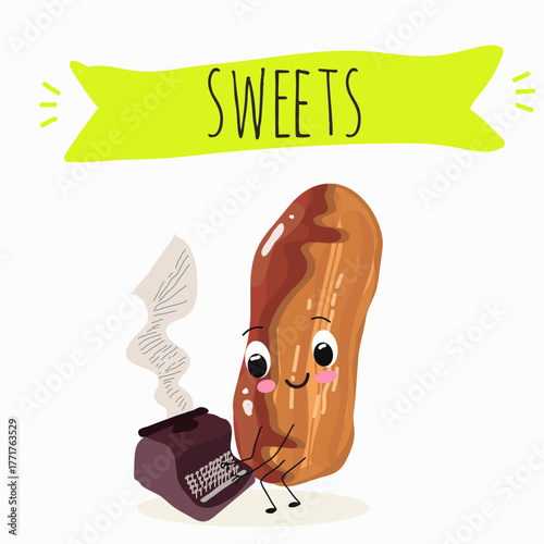 Tasty ice creams, ice-cream cones and popsicle, funny characters, hand drawn vector illustration.