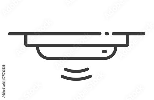 Security smart home hub control center device icon simple line stroke outline graphic illustration, alarm caution motion surveillance radar sensor safe guard pictogram sign symbol tech
