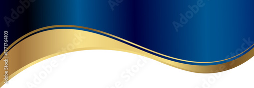 Luxury navy blue and gold foil corner border with elegant metallic gold twist frame, smooth gradient arc and ribbon trim, perfect for premium packaging, invitations, labels and graphic templates.