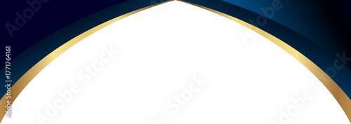 Luxury navy blue and gold foil corner border with elegant metallic rich foil overlay, smooth gradient arc and ribbon trim, perfect for premium packaging, invitations, labels and graphic templates.