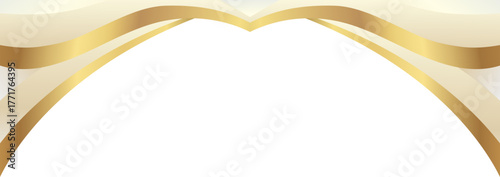 Elegant soft gold and champagne foil wave corner border with smooth metallic gentle arc accent, ideal for luxury invitations, packaging, labels, and premium graphic templates.