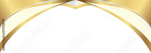Elegant soft gold and champagne foil wave corner border with smooth metallic shiny gold sweep, ideal for luxury invitations, packaging, labels, and premium graphic templates.