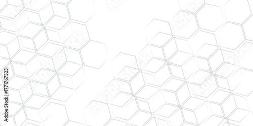 Abstract hexagon geometric surface. Modern white and grey hexagonal background