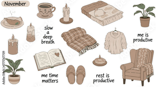 Cozy Autumn Vibes Warm Comforts and Hygge Lifestyle Elements for Relaxation and Self-Care