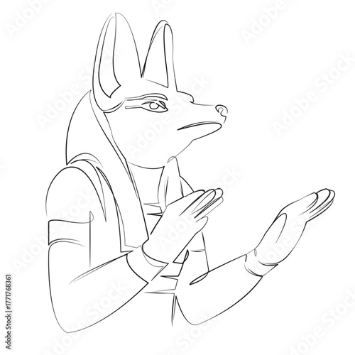 One continuous line drawing on white isolated background. Minimalism linear illustration. anubis, egypt, god, mythology, history, ancient, myth, death, egyptian, pharaoh