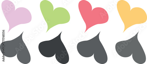 Playful Doodle Heart Illustration Set – Handcrafted Romantic Heart Designs with Colorful Details for Holiday Crafts and Valentine-Themed Artwork