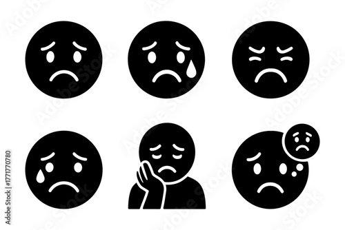 Depression silhouettes icon ,mental health, sadness, burnout, anxiety, emotion