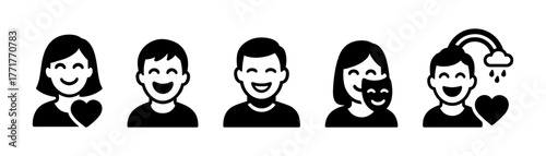 Family and love silhouettes icon, parents, kids, emotion, pet, heart