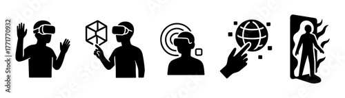 Virtual reality silhouettes icon ,metaverse, technology, innovation, 3D, future