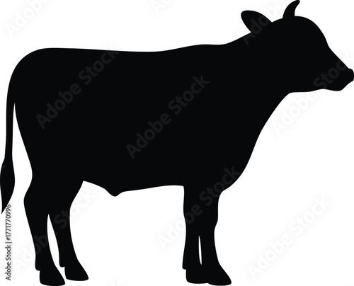 black silhouette of a cow