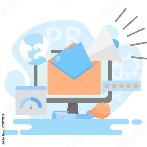 Public Relations and Marketing Campaign Illustrations. Mass Media Announcements for Business Promotion. Vector Designs for Web and Mobile Banners.