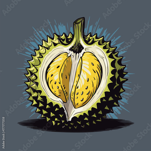 realistic durian fruit vector