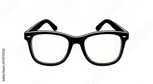 A pair of black framed glasses with clear lenses isolated on a white background in a vector image