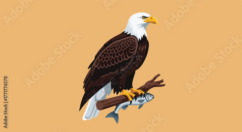 A perched eagle with prey