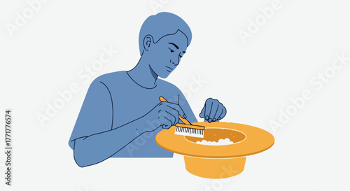 Person cleaning a hat