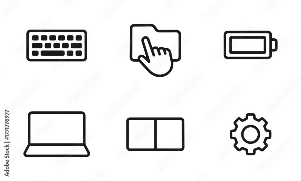 Fototapeta premium Computer line icon ,laptop, keyboard, interface, device, technology