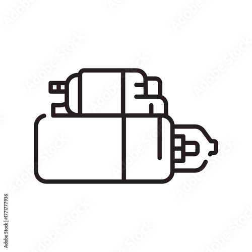 starter black line icon. Vector isolated element