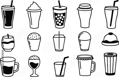 Hand drawn beverage icons collection vector graphics for drinks and refreshments